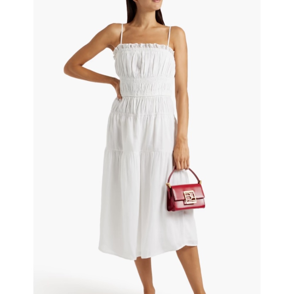 FRAME Shirred Midi Dress
